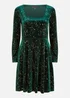 Yumi Green Star Foil Print Long Sleeve Skater Dress - 14 Image 4