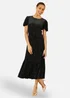 Yumi Black Floral Velour Velvet Twist Waist Midi Dress - 14 Image 4