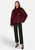 Yumi Burgundy Luxe Fluffy Faux Fur Coat - 8 Image 2