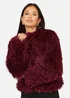 Yumi Burgundy Luxe Fluffy Faux Fur Coat - 8 Image 3