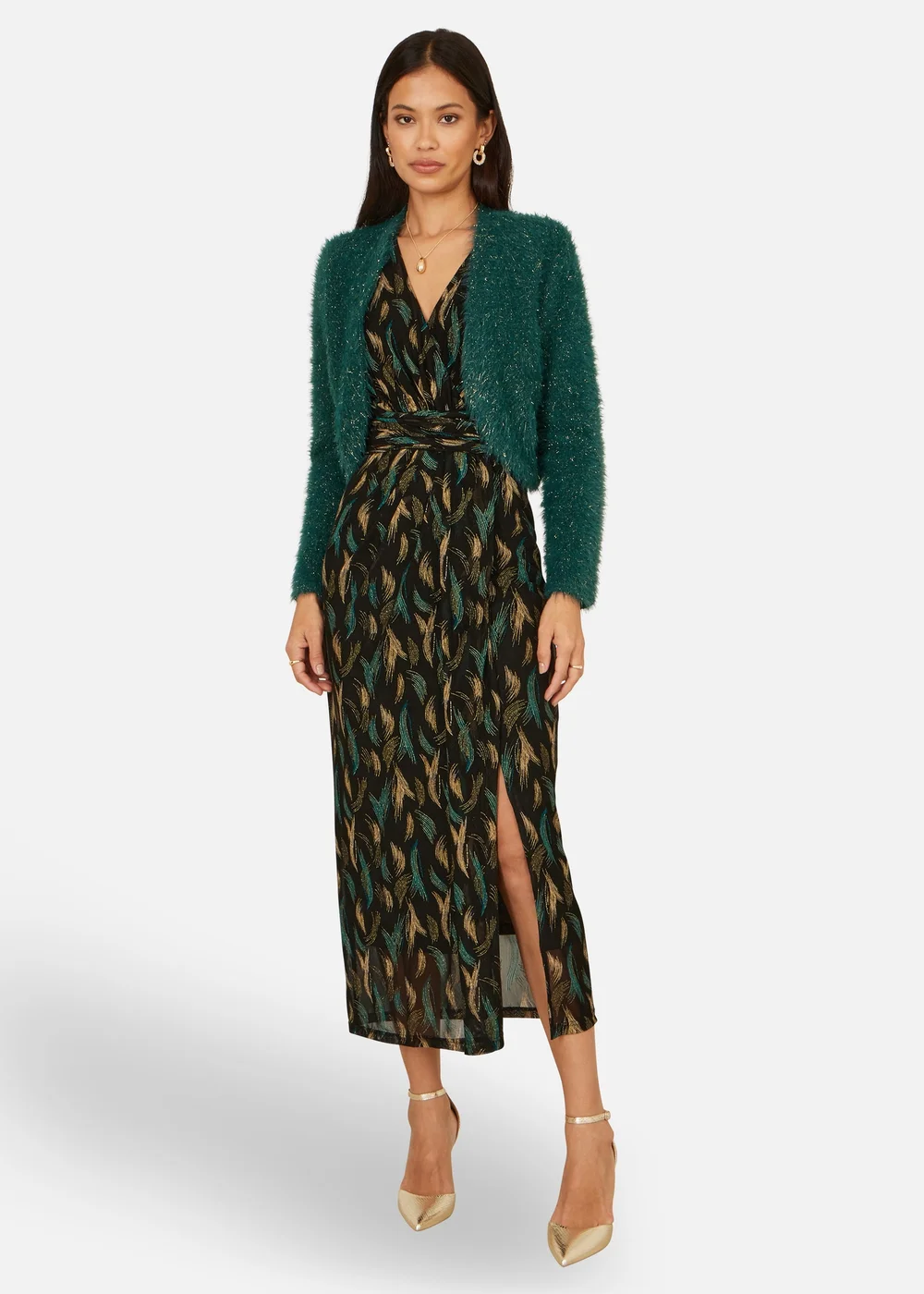 Yumi Green Metallic Fluffy Eyelash Bolero - Medium Image 2