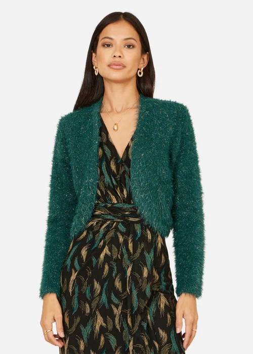 Yumi Green Metallic Fluffy Eyelash Bolero - Medium Image 1