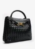 Where's That From Luna Black Woven PU Tote Bag Gold Detail - One Size Image 5