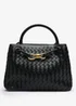 Where's That From Luna Black Woven PU Tote Bag Gold Detail - One Size Image 4