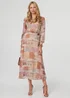 Izabel London Rust Patchwork Tie Long Sleeve Maxi Dress - 8 Image 1