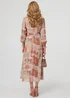 Izabel London Rust Patchwork Tie Long Sleeve Maxi Dress - 8 Image 2