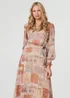 Izabel London Rust Patchwork Tie Long Sleeve Maxi Dress - 8 Image 4