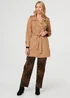Izabel London Beige Faux Suede Double Breasted Trench Coat - 14 Image 4