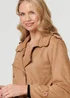 Izabel London Beige Faux Suede Double Breasted Trench Coat - 14 Image 3