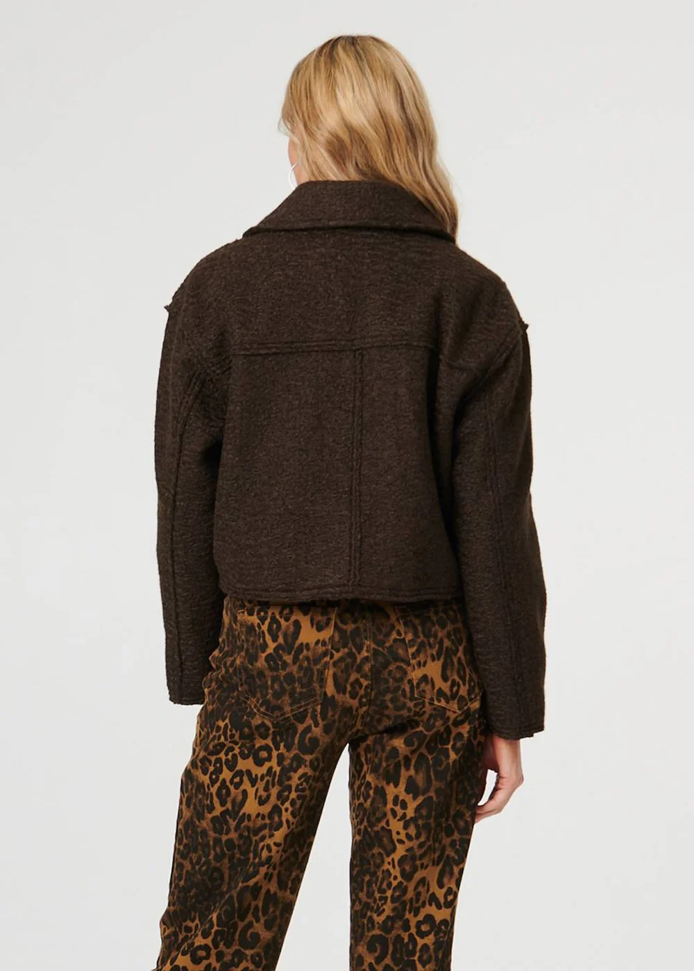 Izabel London Brown Collared Pocket Front Cropped Jacket - XL Image 2