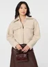 Izabel London Beige Collared Pocket Front Cropped Jacket - L Image 1