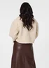 Izabel London Beige Collared Pocket Front Cropped Jacket - L Image 2