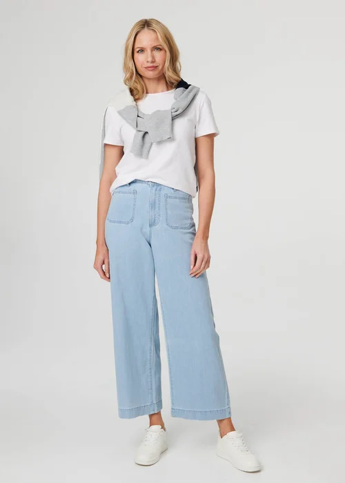 Izabel London Blue High Waist Pocket Detail Wide Jeans - 14 Image 1