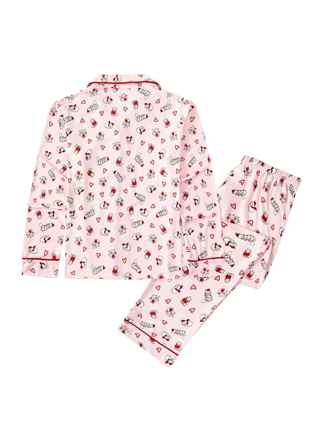My Christmas Pyjamas Pink Feline Festive Two-Piece Long Matching Pyjama Set - Size 20-22 Image 3