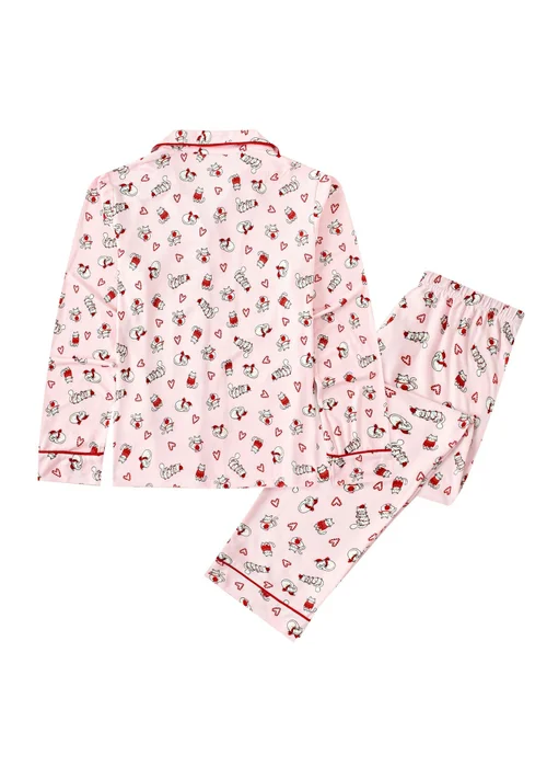My Christmas Pyjamas Pink Feline Festive Two-Piece Long Matching Pyjama Set - Size 20-22 Image 3