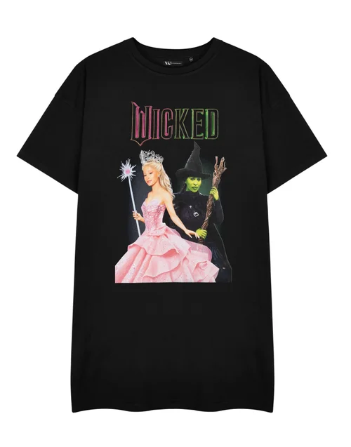 Vanilla Underground Wicked Adults Glinda & Elphaba Black T-Shirt Dress - 3XL Image 1