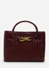 Where's That From Luna Maroon Woven PU Tote Bag Gold Detail - One Size Image 2