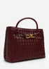 Where's That From Luna Maroon Woven PU Tote Bag Gold Detail - One Size Image 3