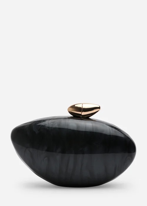 Where's That From Benna Black Marble Acrylic Clutch Bag - One Size Image 2