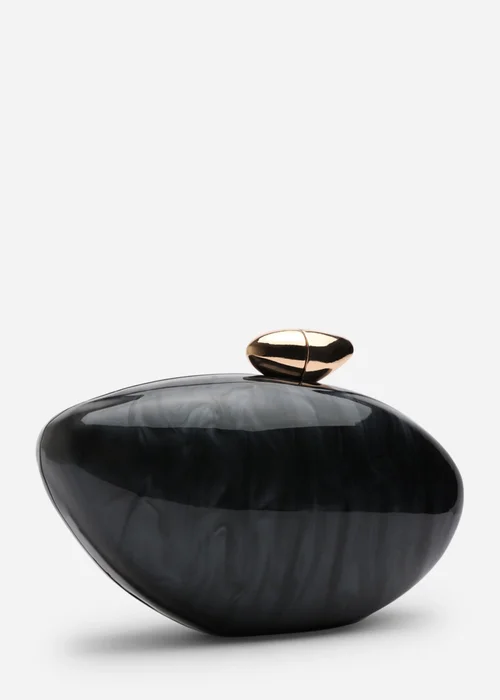Where's That From Benna Black Marble Acrylic Clutch Bag - One Size Image 3
