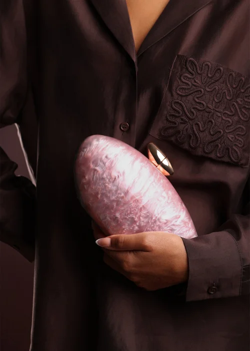 Where's That From Benna Pink Marble Acrylic Clutch Bag - One Size Image 1