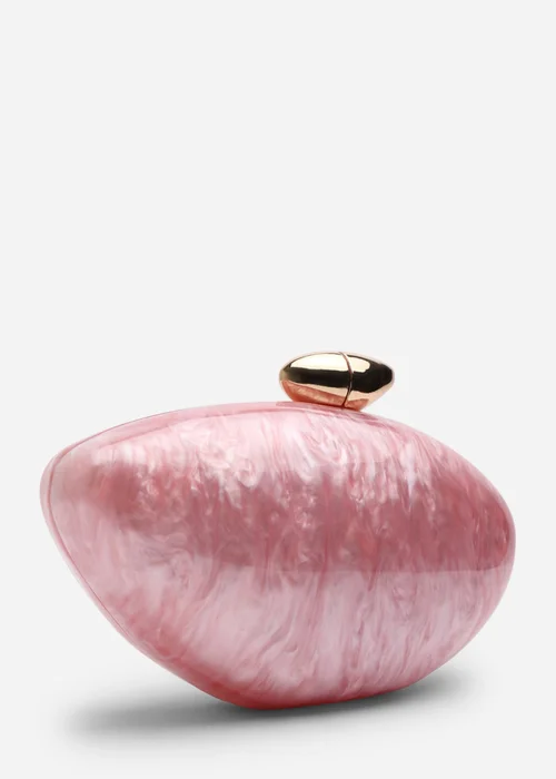 Where's That From Benna Pink Marble Acrylic Clutch Bag - One Size Image 3