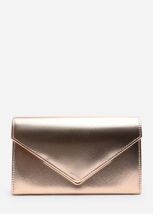 Where’s That From Linen Gold PU Metallic Clutch Bag - One Size Image 2
