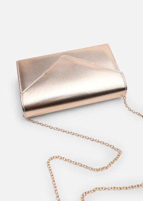 Where's That From Womens Linen Gold Metallic Faux Leather Clutch Bag - One Size Image 5