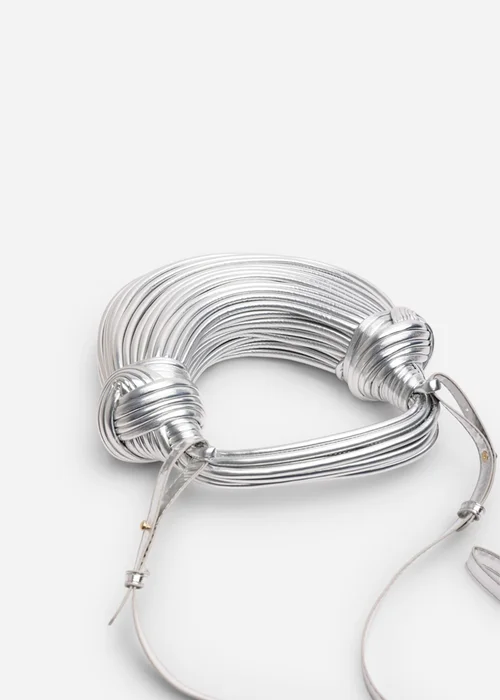 Where's That From Womens Blossom Curved Silver Metallic Shoulder Bag - One Size Image 4