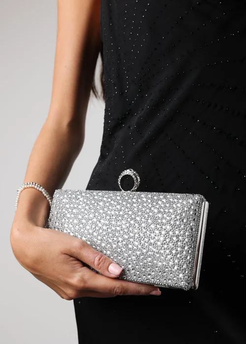 Where’s That From Reve Silver Crystal Clutch Bag - One Size Image 1