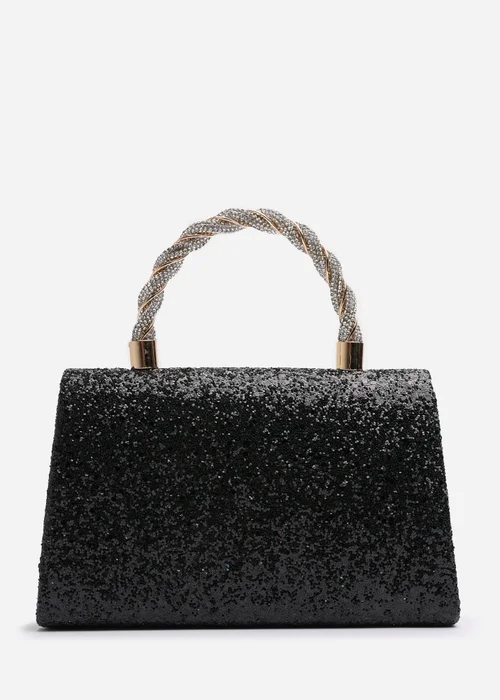 Where’s That From Pluie Black Glitter Evening Bag - One Size Image 4