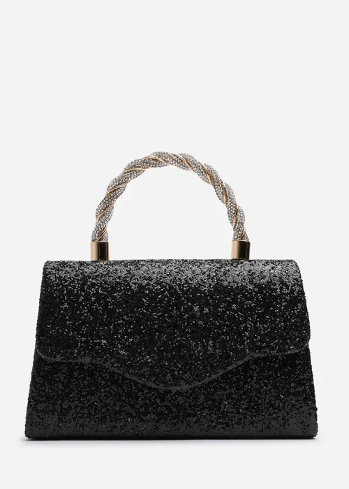 Where’s That From Pluie Black Glitter Evening Bag - One Size Image 2