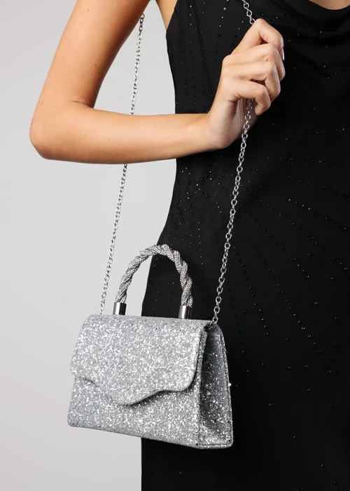 Where’s That From Pluie Silver Glitter Evening Bag - One Size Image 1