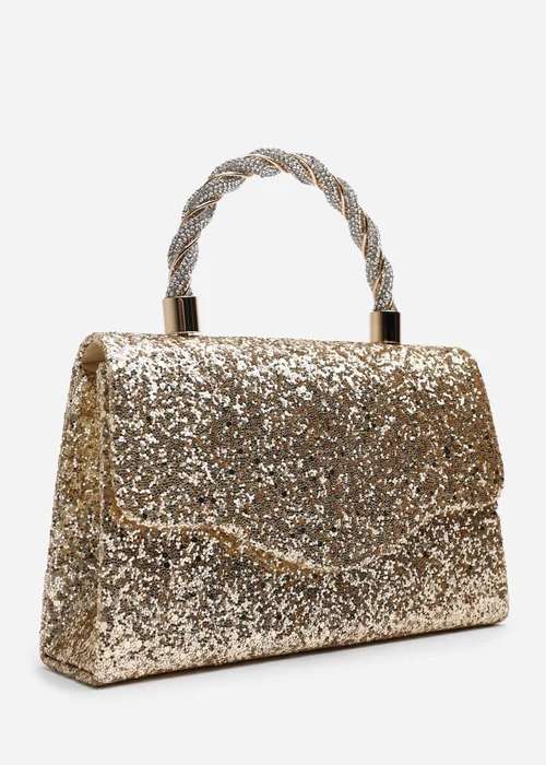 Where’s That From Pluie Gold Glitter Evening Bag - One Size Image 3
