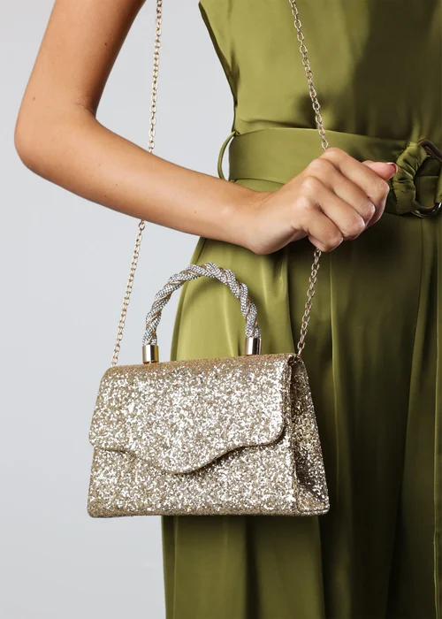 Where’s That From Pluie Gold Glitter Evening Bag - One Size Image 1