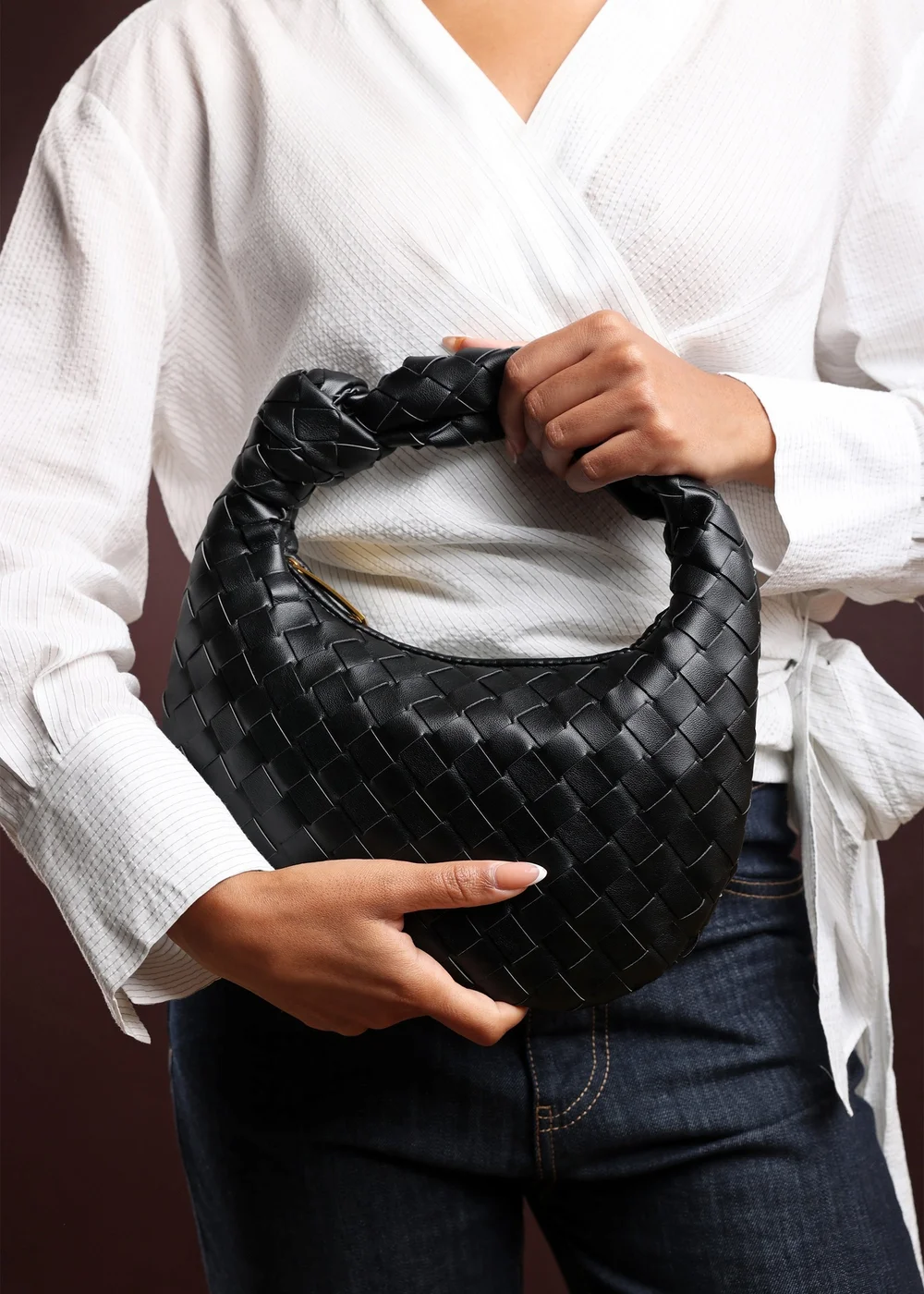 Where's That From Womens Aura Classic Woven Hobo Bag In Black - One Size Image 2