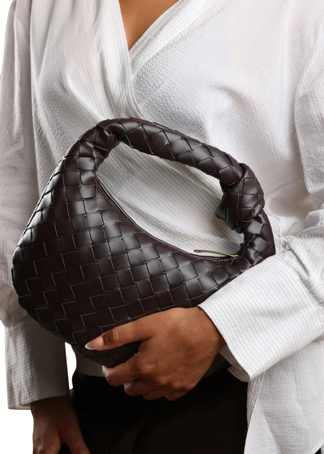 Where’s That From Aura Dark Brown Classic Woven Hobo Bag