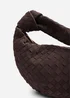 Where's That From Womens Aqua Knotted Strap Woven Shoulder Bag In Dark Brown Faux Suede - One Size Image 3