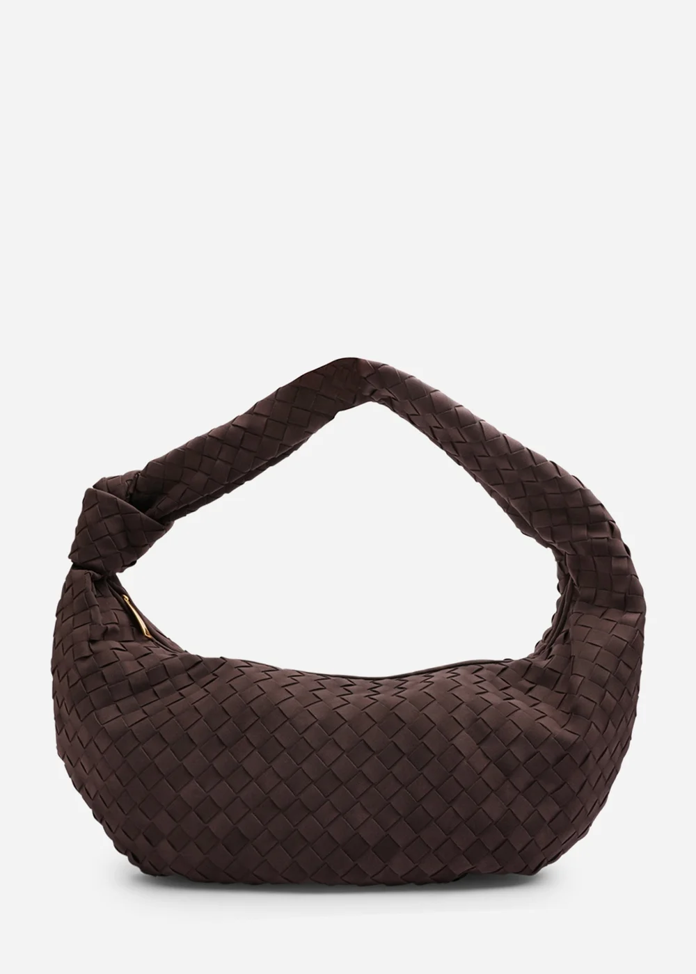 Where's That From Womens Aqua Knotted Strap Woven Shoulder Bag In Dark Brown Faux Suede - One Size Image 2