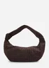 Where's That From Womens Aqua Knotted Strap Woven Shoulder Bag In Dark Brown Faux Suede - One Size Image 2