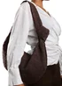 Where's That From Womens Aqua Knotted Strap Woven Shoulder Bag In Dark Brown Faux Suede - One Size Image 1