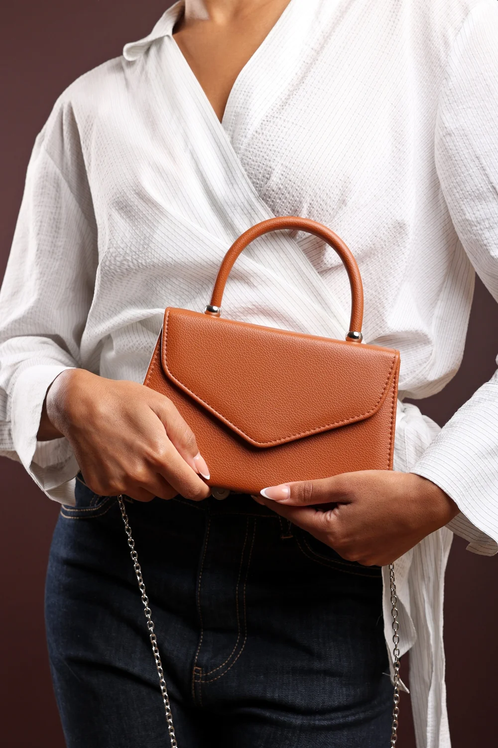 Where's That From Womens Marina Structured Top Handle Shoulder Bag In Dark Brown - One Size Image 2