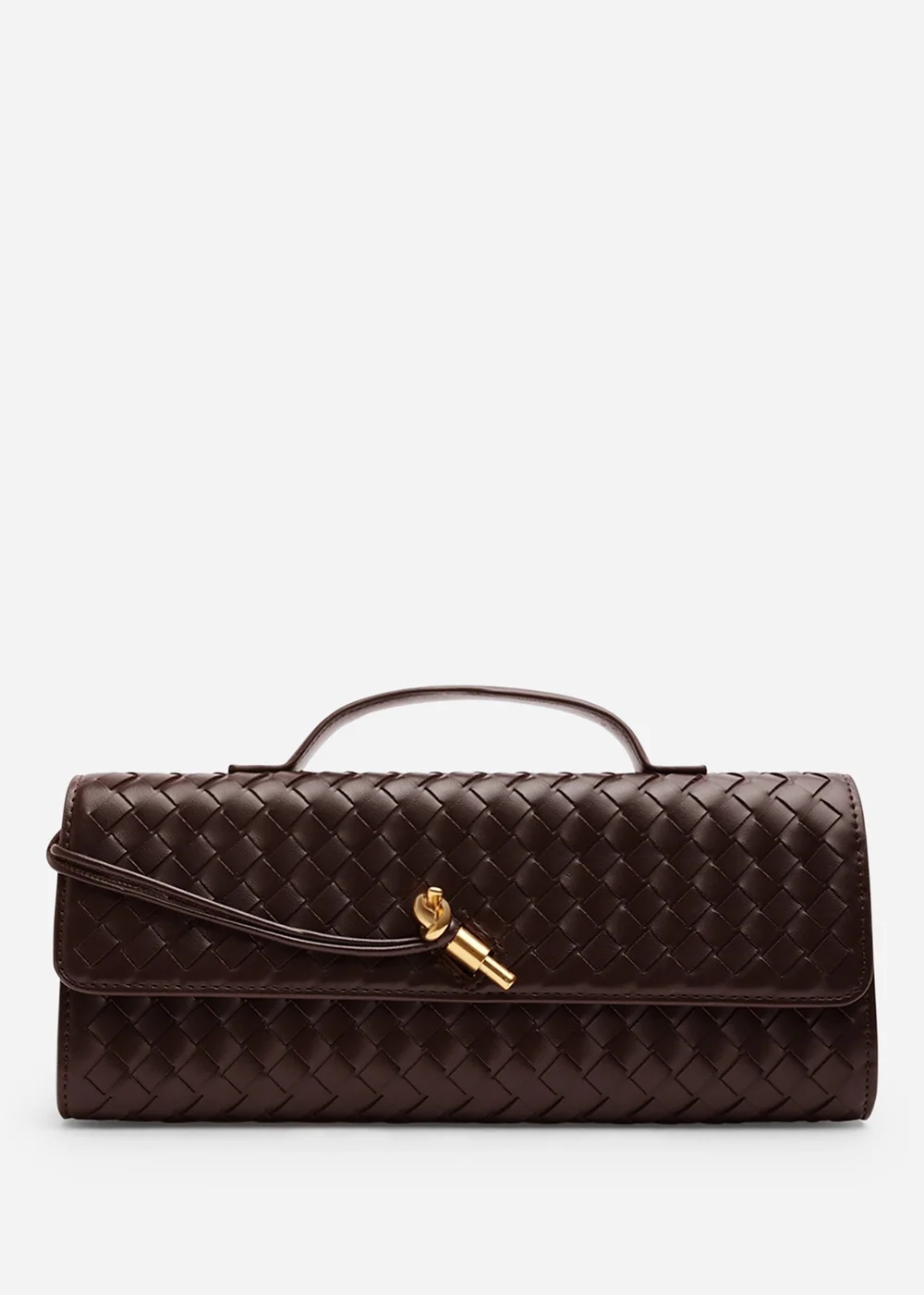 Where’s That From Petal Dark Brown Woven Clutch Bag - One Size Image 1
