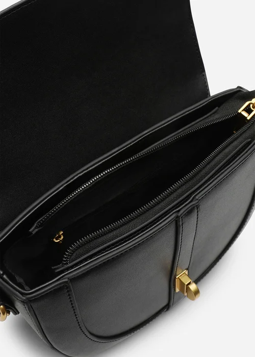 Where's That From Womens Breeze Black Faux Leather Shoulder Bag With Gold Lock Detail - One Size Image 3
