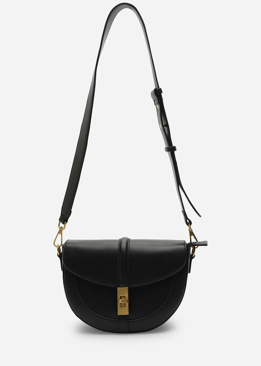 Where's That From Womens Breeze Black Faux Leather Shoulder Bag With Gold Lock Detail - One Size Image 2