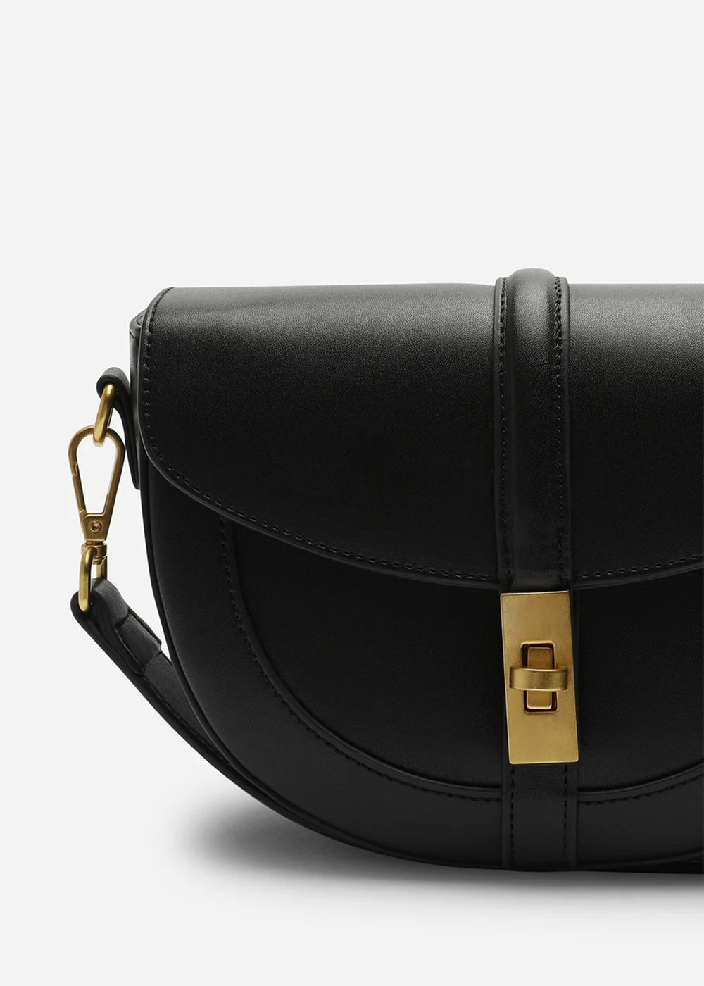 Where's That From Womens Breeze Black Faux Leather Shoulder Bag With Gold Lock Detail - One Size Image 4