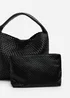 Where’s That From Stone Black PU Weave Shoulder Bag - One Size Image 5