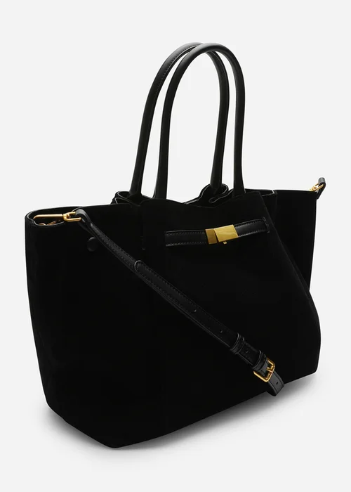 Where’s That From Dove Black Faux Suede Tote Bag - One Size Image 1