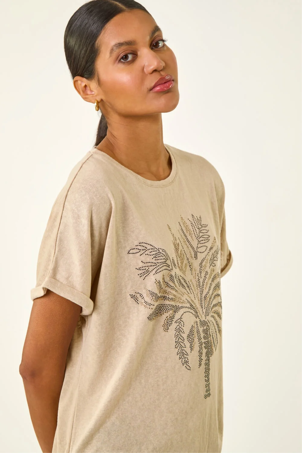 Roman Beige Embellished Detail Top - 20 Image 2