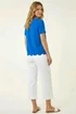 Roman Royal Blue Scalloped Hem V-Neck T-Shirt - 16 Image 3